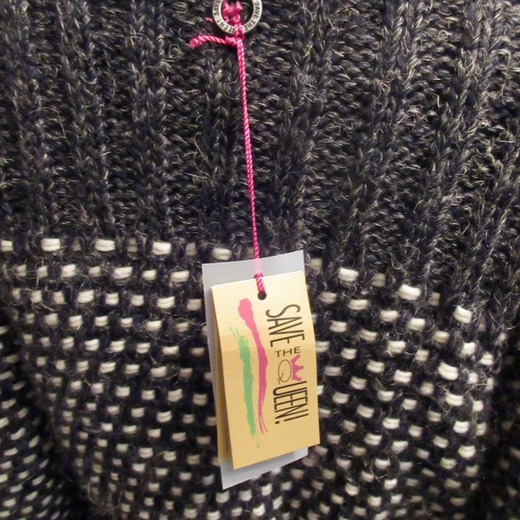 New Gray Cream Sweater Coat XL 10 12 Chunky Belted Italy - Picture 15 of 15